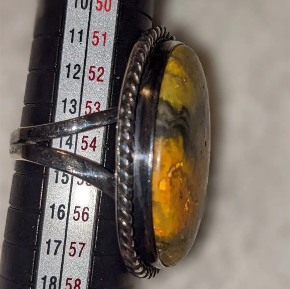 Bumblebee Jasper Silver Ring - image 3